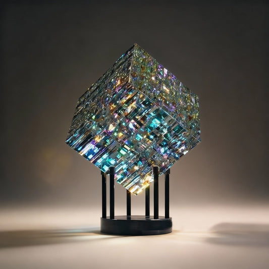 Crystal Rainbow Refraction Cube Art for Modern Desk Decor