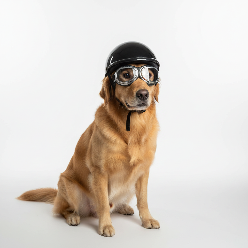 Motorcycle Helmet and Goggles for Dogs - Stylish and Safe Protection