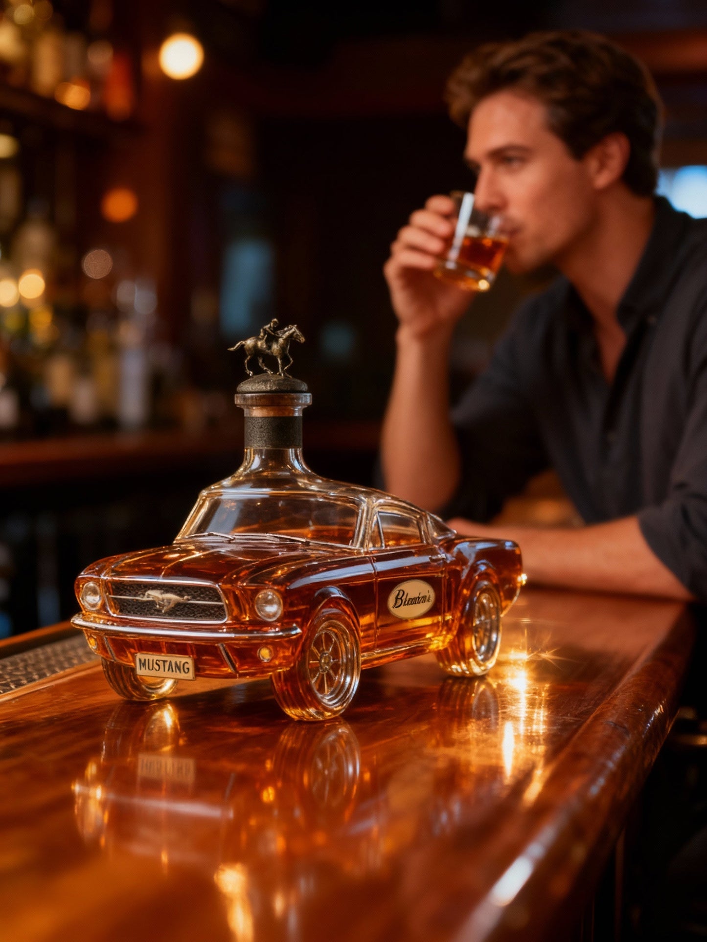 Mustang Car Shaped Glass Whiskey Decanter