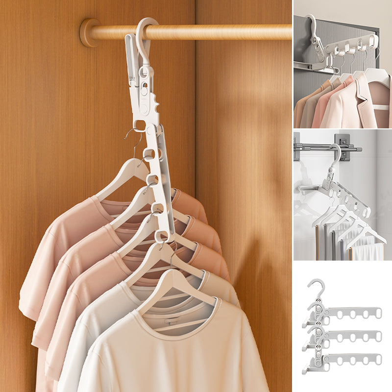 Portable Folding Clothes Hanger with Adjustable Hooks