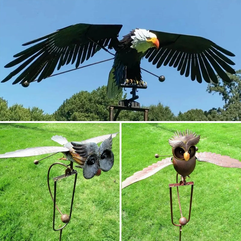 Metal Eagle Windmill Garden Art Decor
