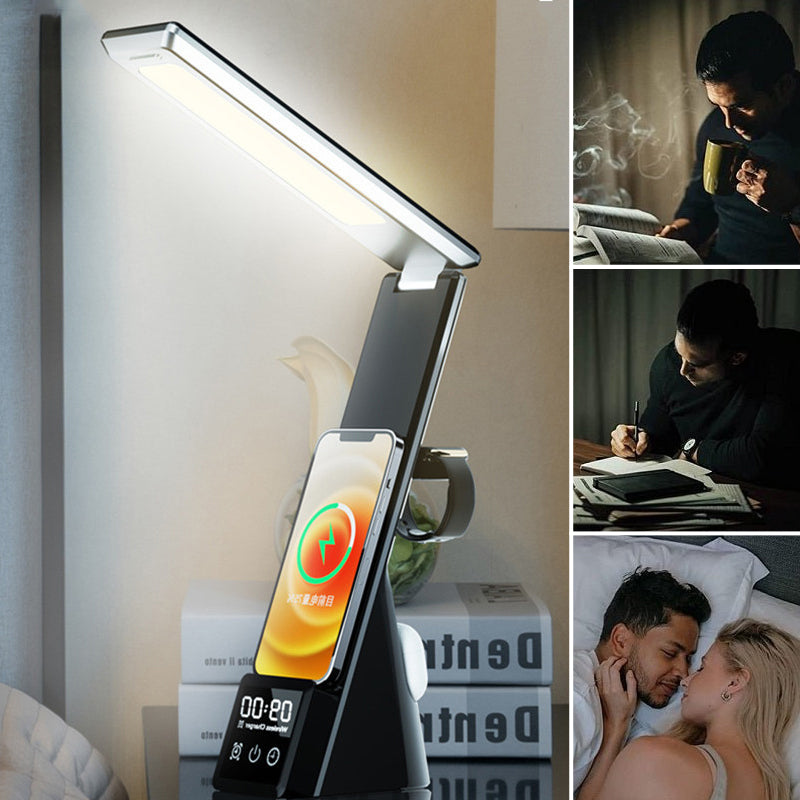 Multi-Function LED Desk Lamp with Wireless Charger and Alarm Clock