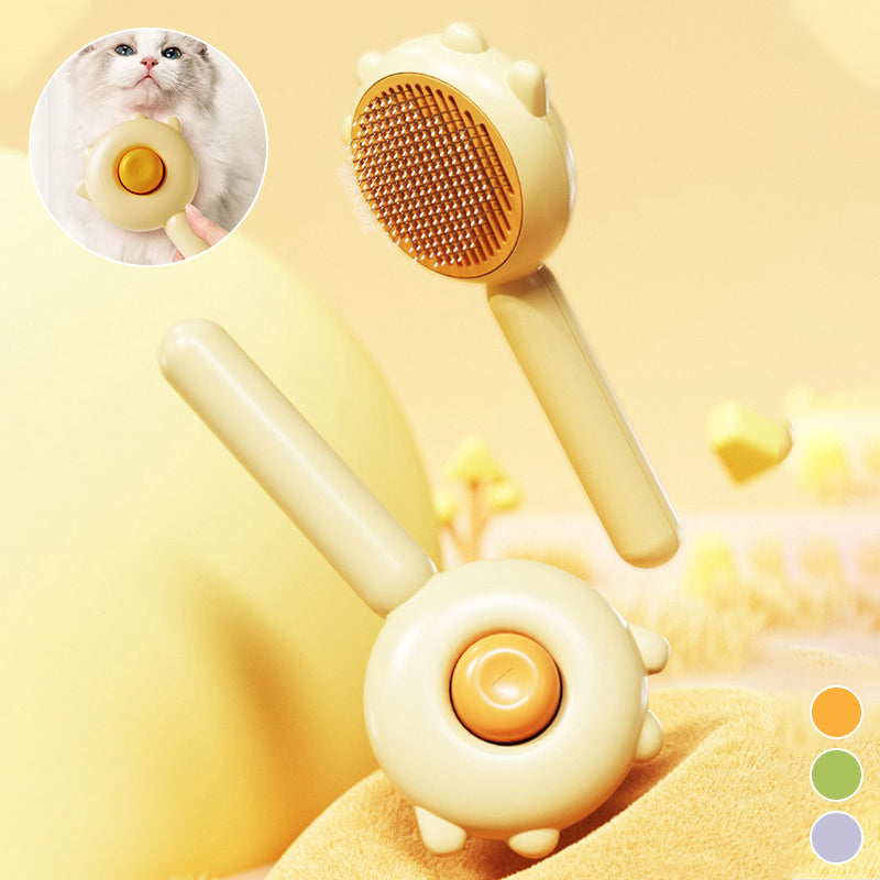 Pet Grooming Brush with Retractable Bristles - Pumpkin Design