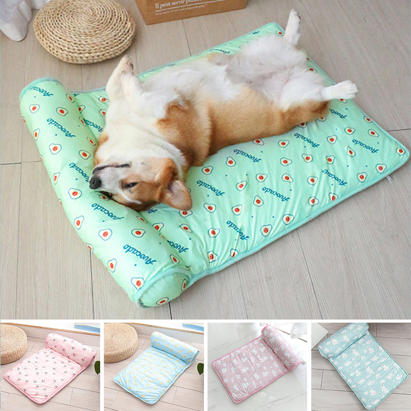 Cooling Silk Mat for Dogs and Cats with Cushion, Machine Washable