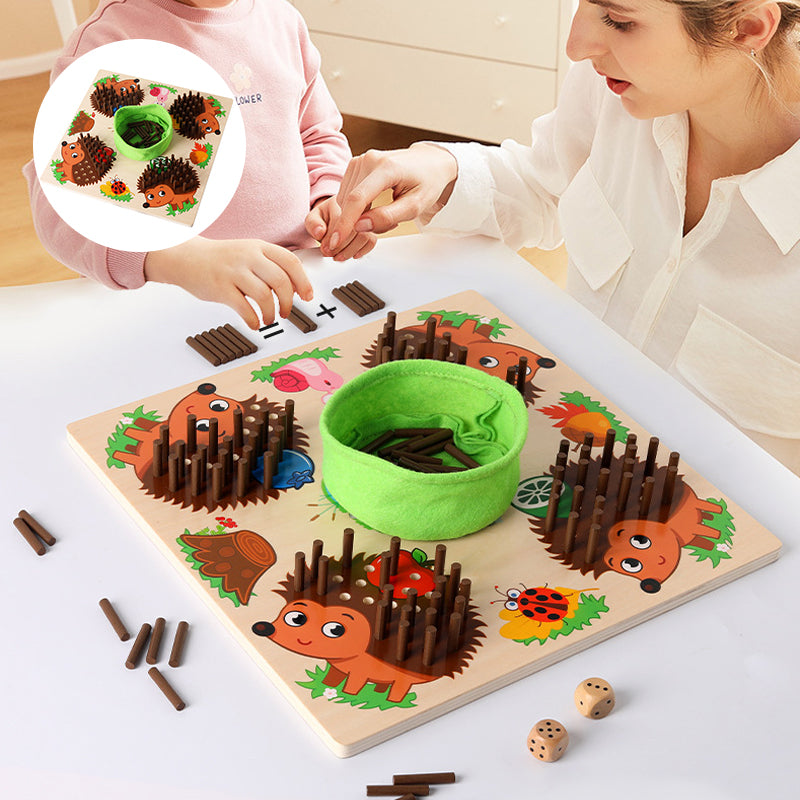 Wooden Hedgehog Counting Game for Kids - Montessori Educational Toy