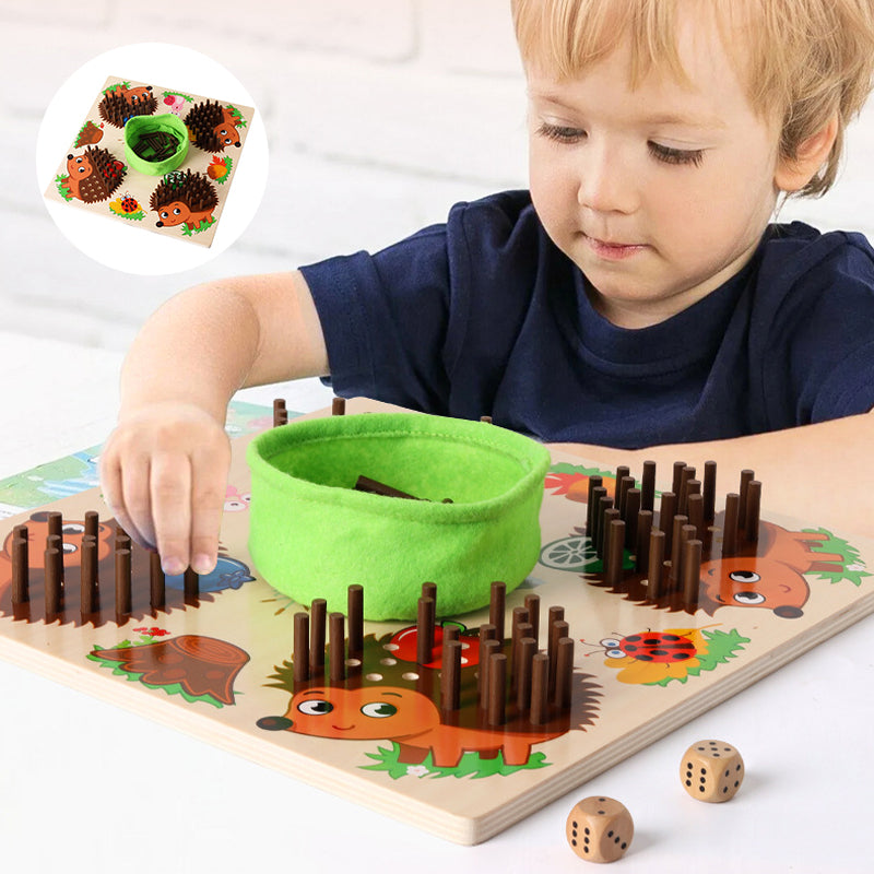 Wooden Hedgehog Counting Game for Kids - Montessori Educational Toy