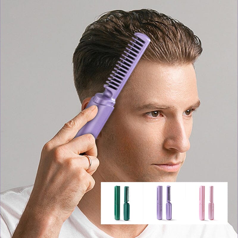 Mini Rechargeable Hair Straightener with Built-in Comb