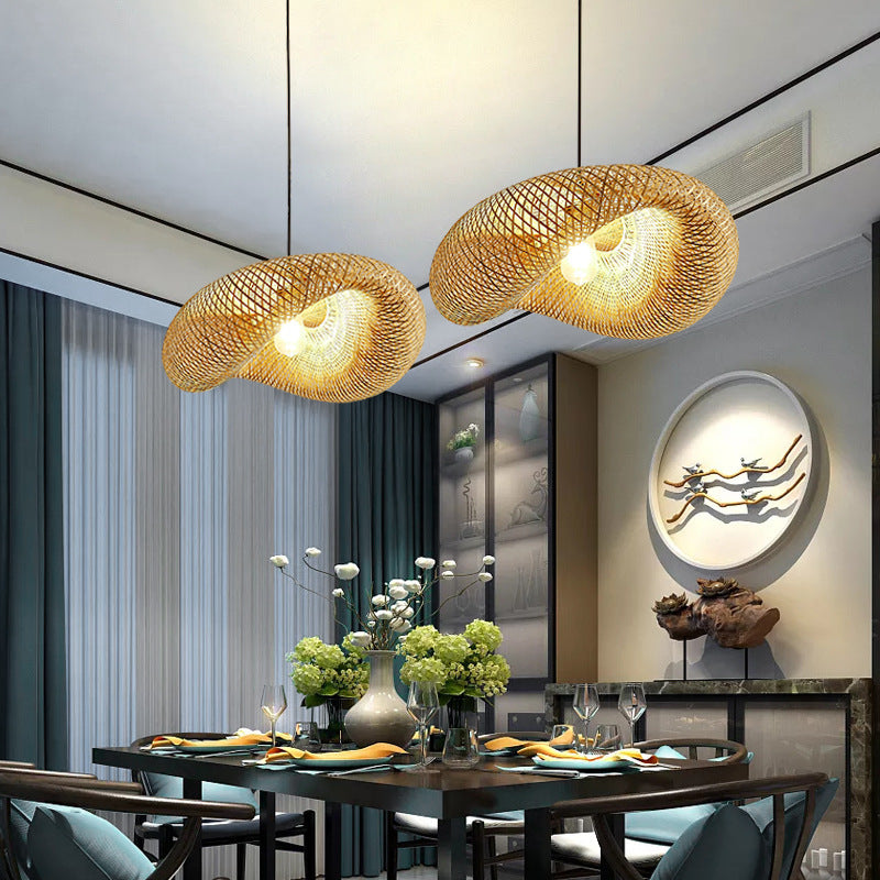 Rattan Woven Bamboo Pendant Light - LED Ceiling Fixture