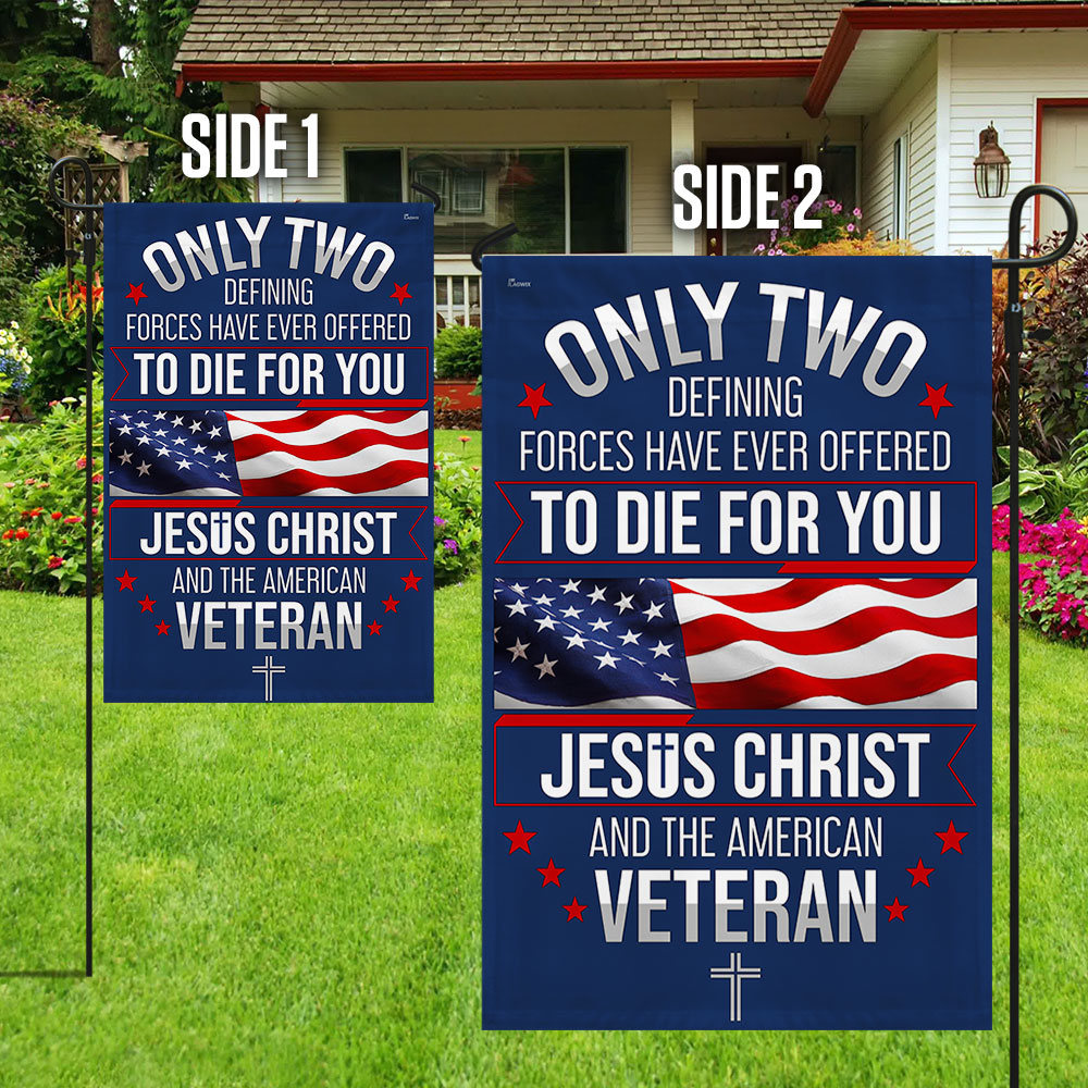 Veteran Flag with Jesus Christ Quote - Custom Double-Sided Canvas Flag