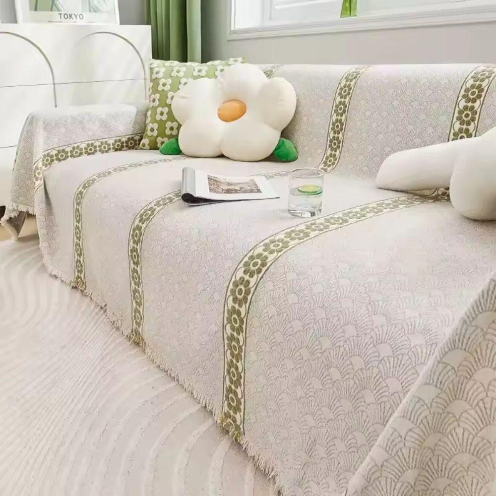 Leaf Pattern Chenille Sofa Cover