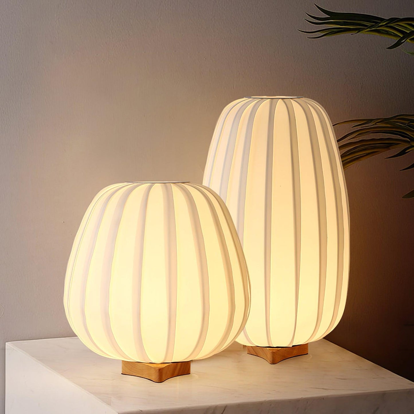 Minimalist Bamboo Table Lamp with Fabric Shade