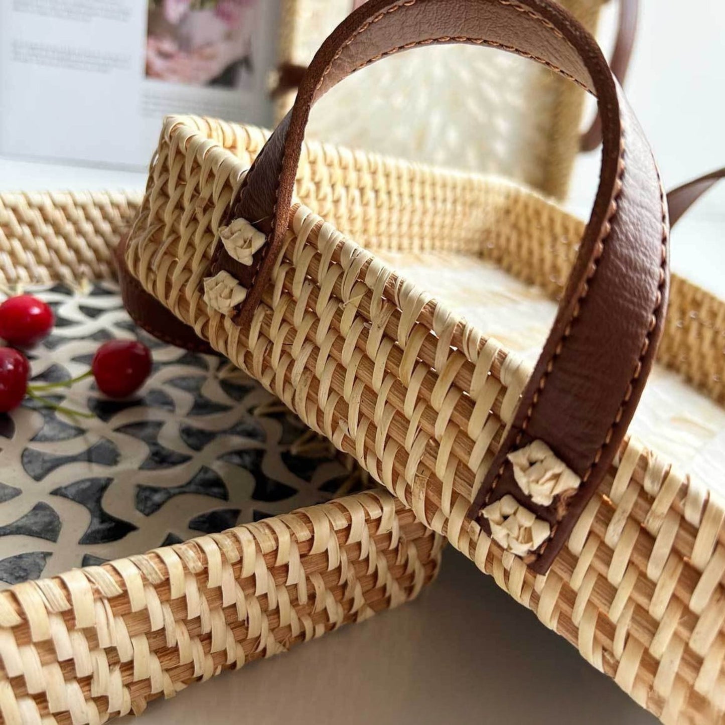 Handcrafted Eco-Friendly Rattan Tray in Assorted Patterns