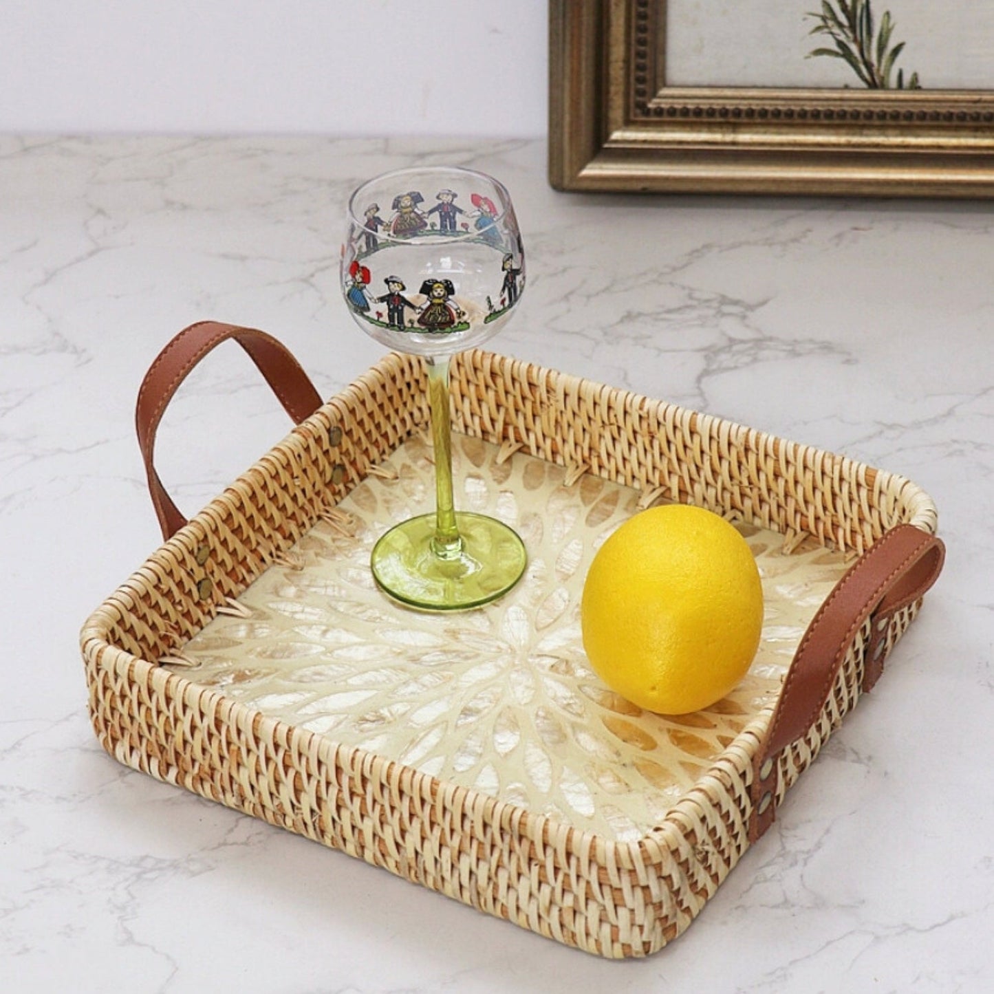 Handcrafted Eco-Friendly Rattan Tray in Assorted Patterns