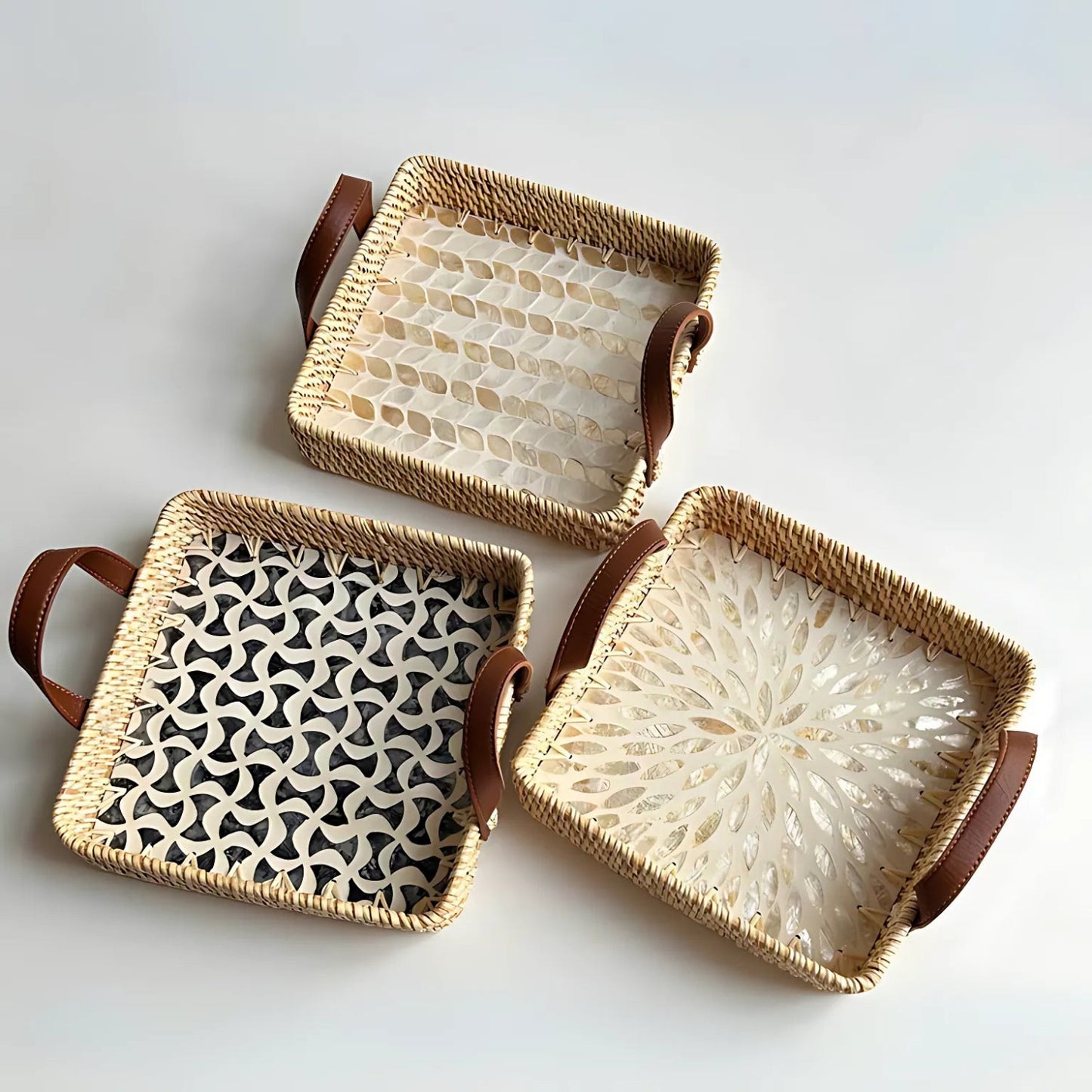 Handcrafted Eco-Friendly Rattan Tray in Assorted Patterns