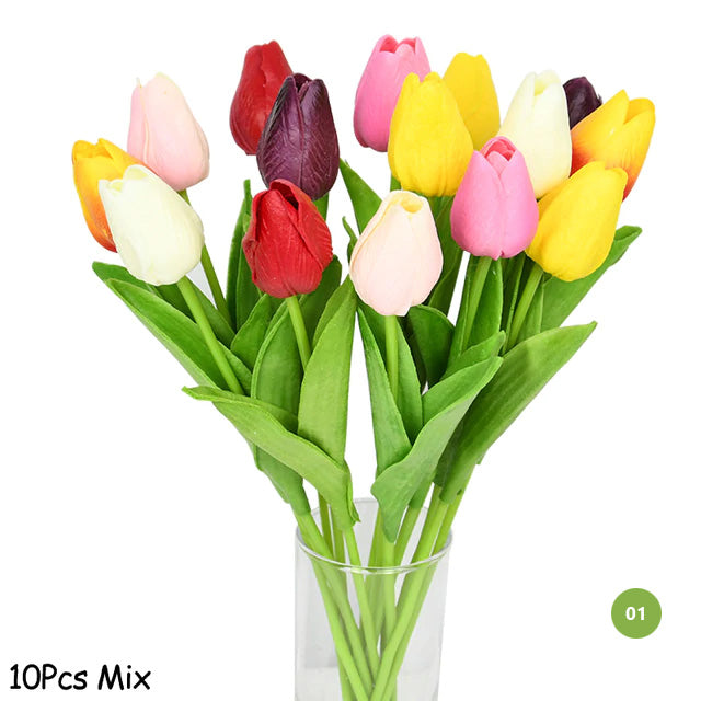 Artificial Tulip Floral Arrangement - Realistic Synthetic Flowers for Scandinavian Home Decor