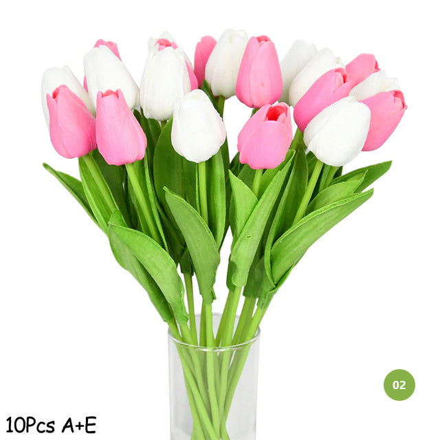 Artificial Tulip Floral Arrangement - Realistic Synthetic Flowers for Scandinavian Home Decor