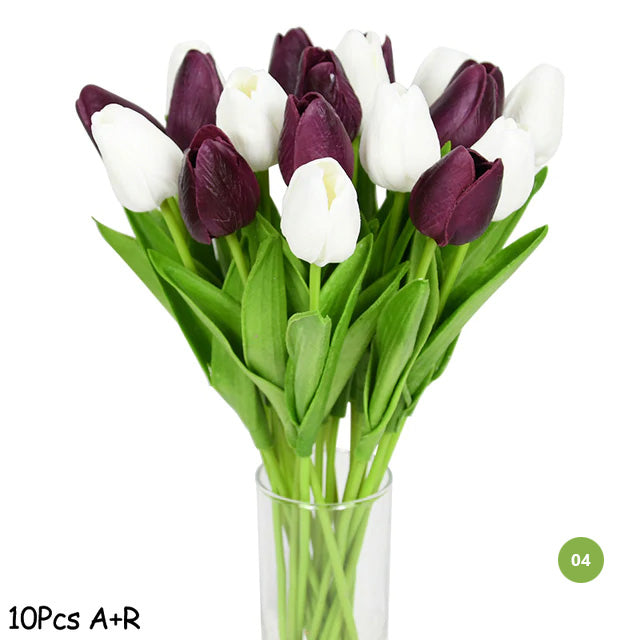 Artificial Tulip Floral Arrangement - Realistic Synthetic Flowers for Scandinavian Home Decor