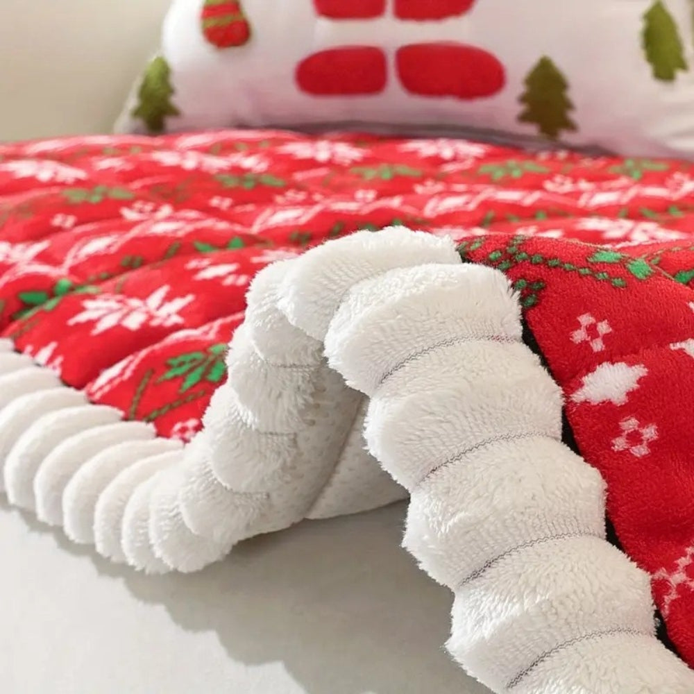 Festive Red and White Holiday Sofa Cover for 1-4 Seater Couches