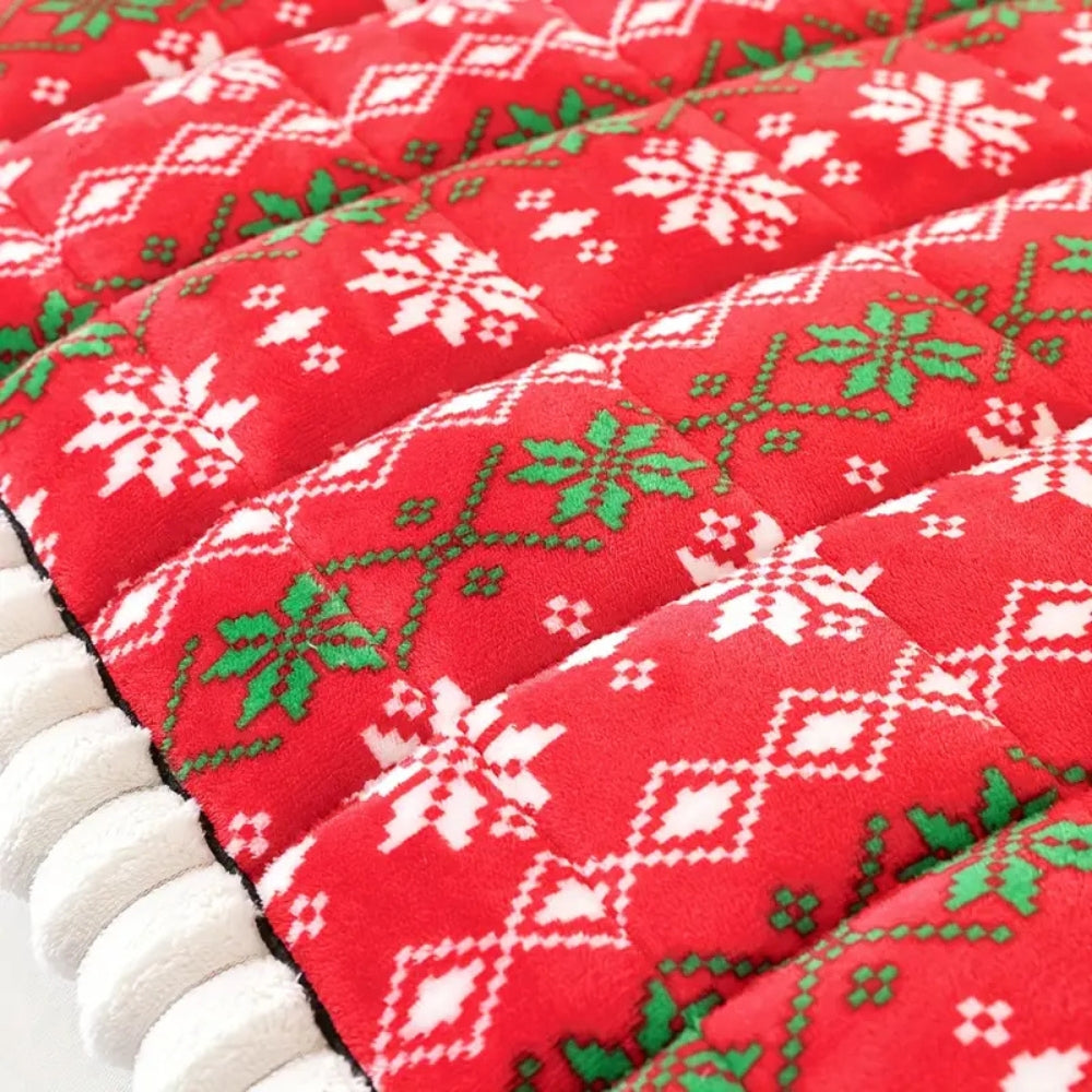 Festive Red and White Holiday Sofa Cover