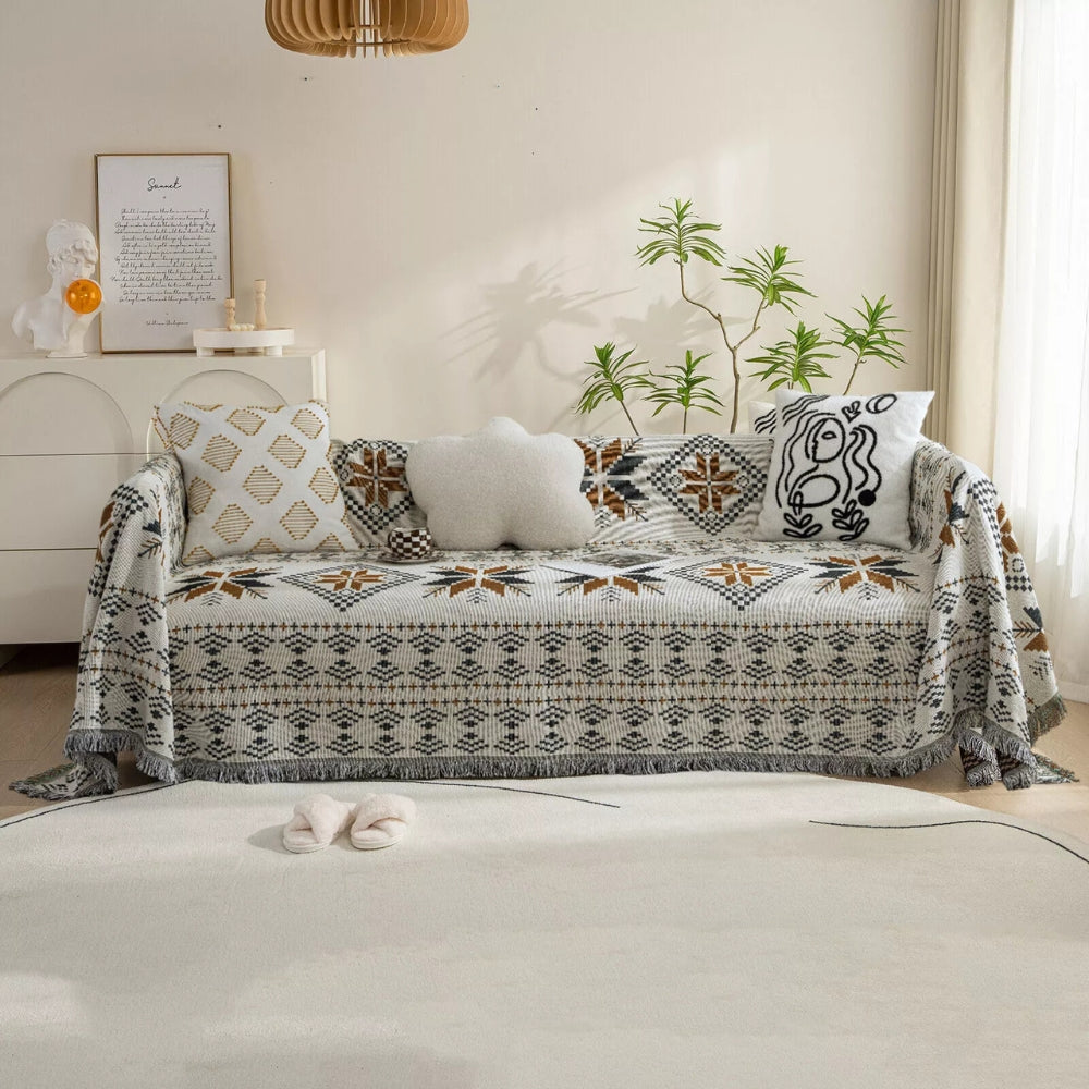 Bohemian Woven Sofa Cover in Vibrant Colors