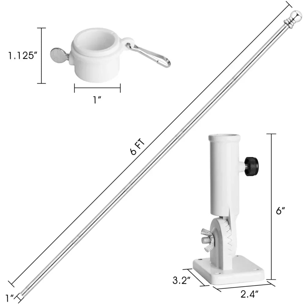 6ft Stainless Steel Wall Mounted Flagpole Kit