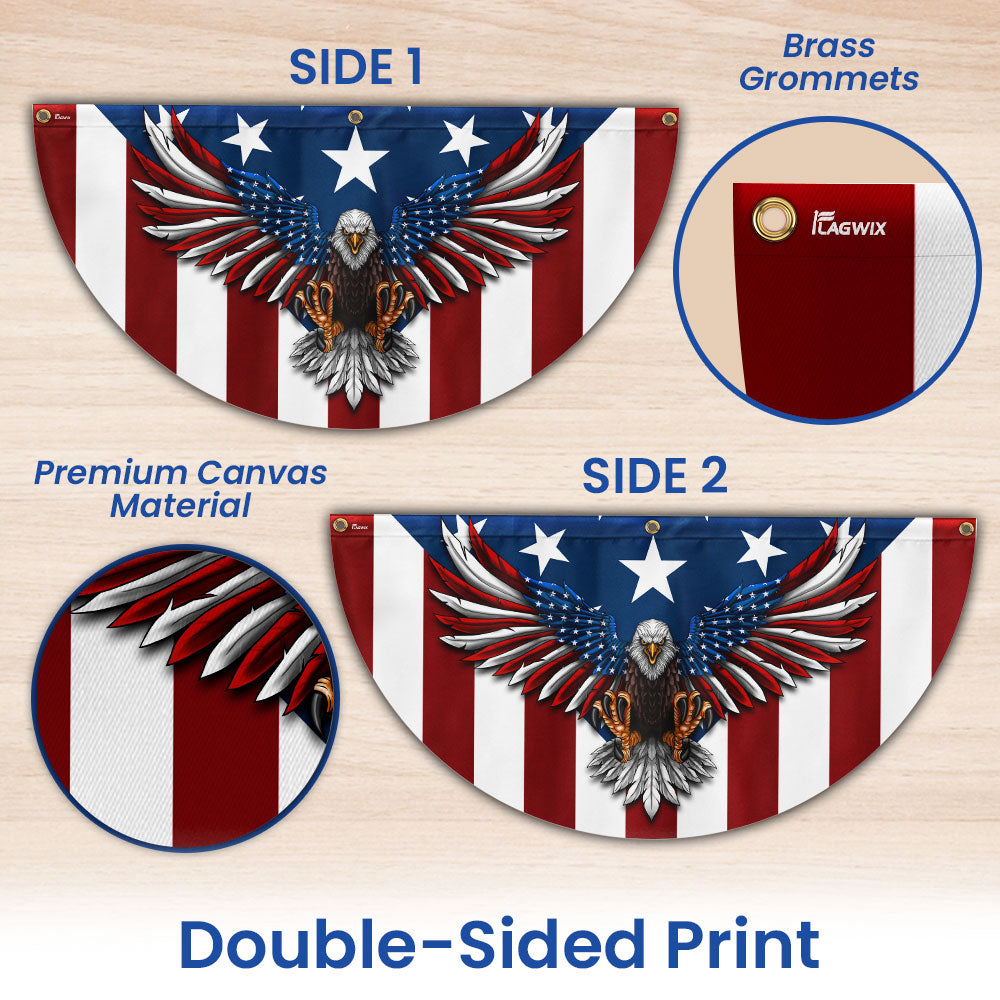 Patriotic Eagle Non-Pleated Fan Flag for Independence Day