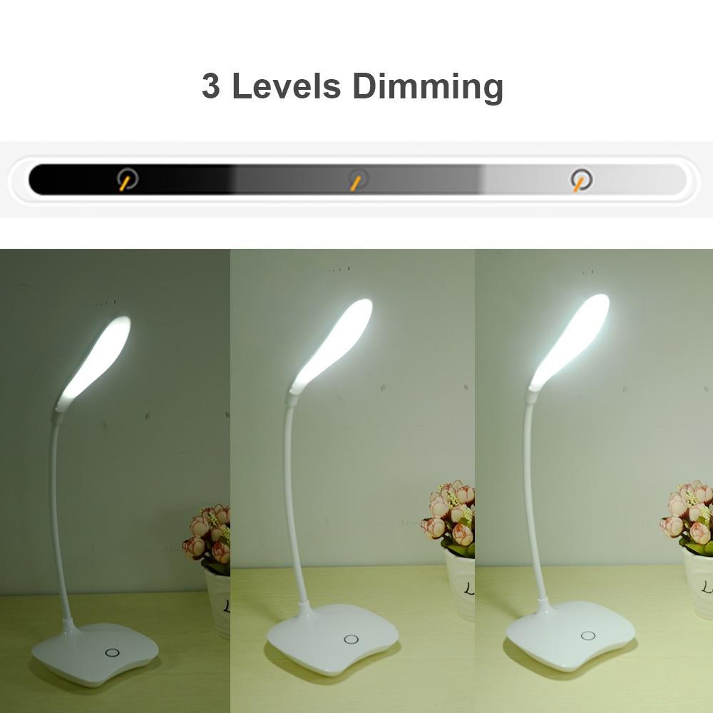 Dimmable LED Desk Lamp with Touch Switch and USB Rechargeable Battery