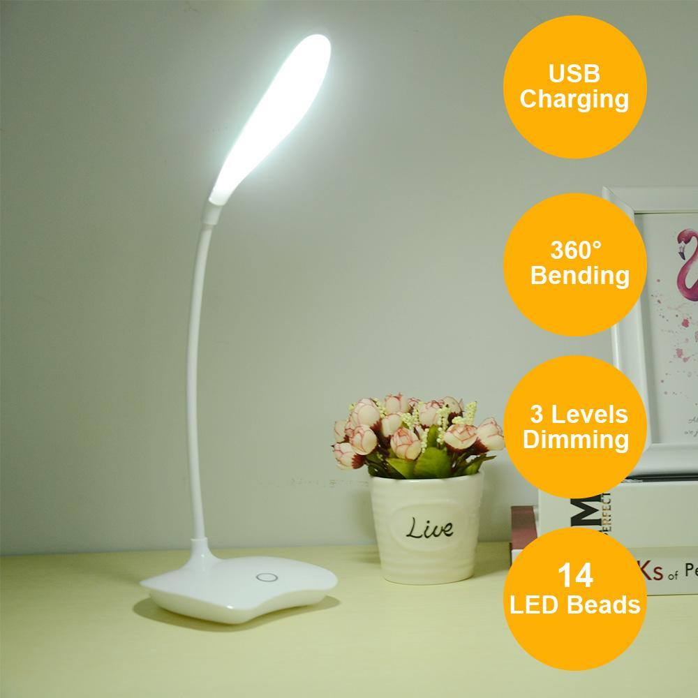 Dimmable LED Desk Lamp with Touch Switch and USB Rechargeable Battery