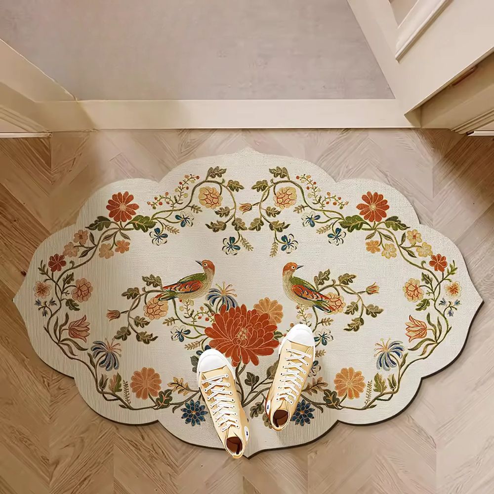 Diatomaceous Floral Bath Mat with Anti-Slip Design