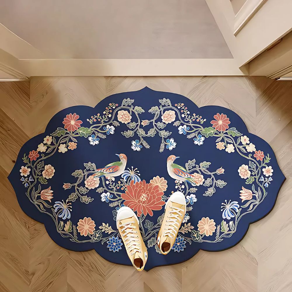 Diatomaceous Floral Bath Mat with Anti-Slip Design