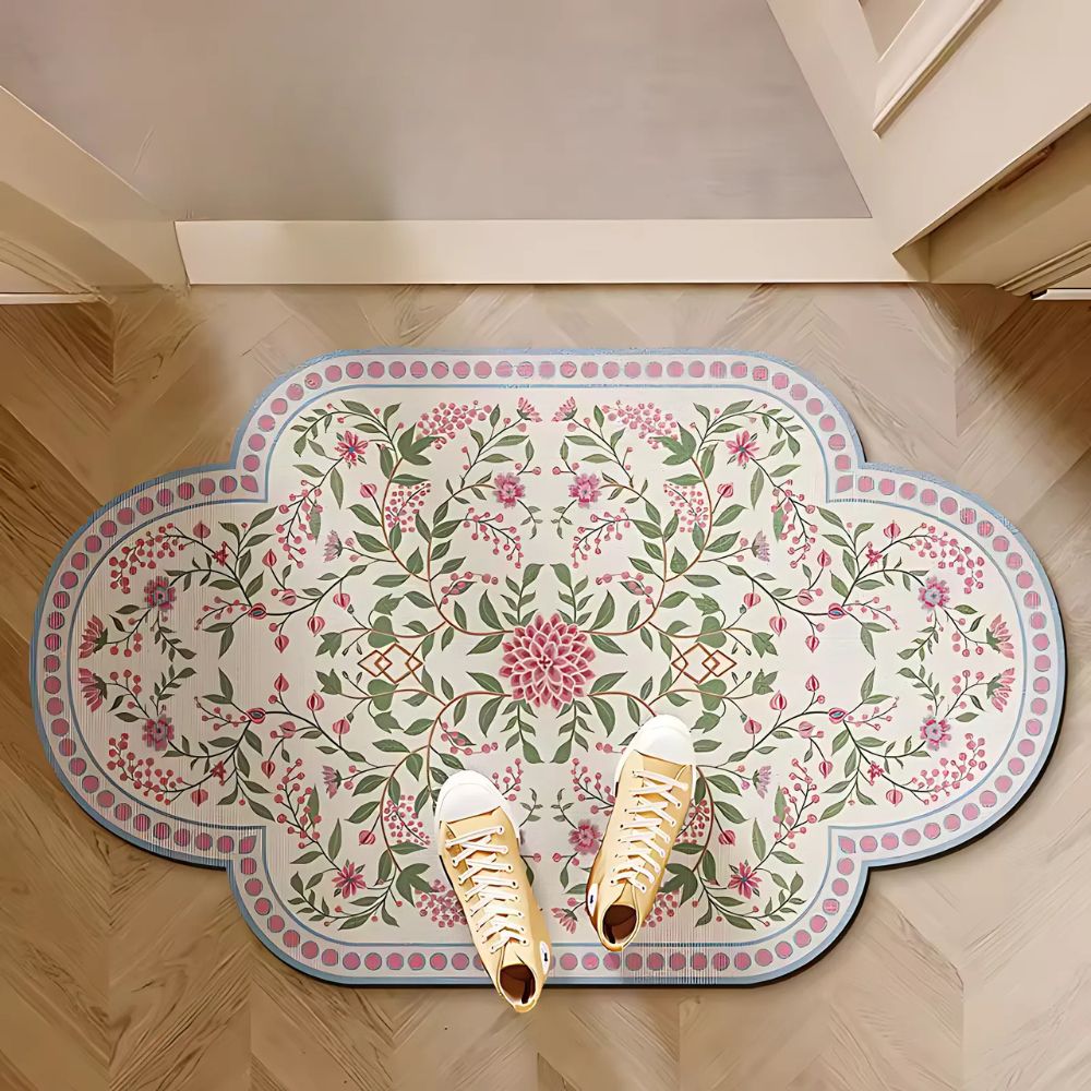 Diatomaceous Floral Bath Mat with Anti-Slip Design