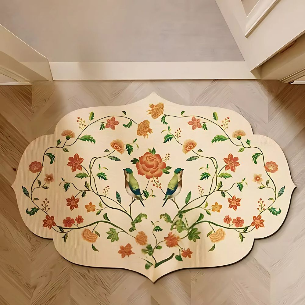 Diatomaceous Floral Bath Mat with Anti-Slip Design