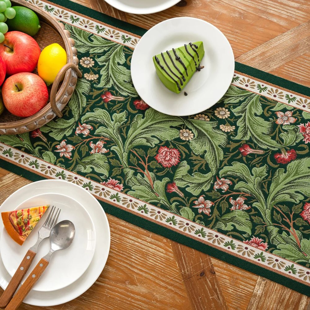 Flora Vine Botanical Embroidered Table Runner