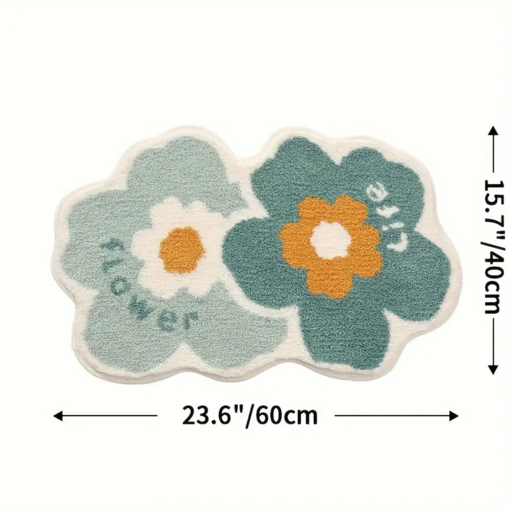 Floral Microfiber Tufted Bath Mat with Non-Slip Backing