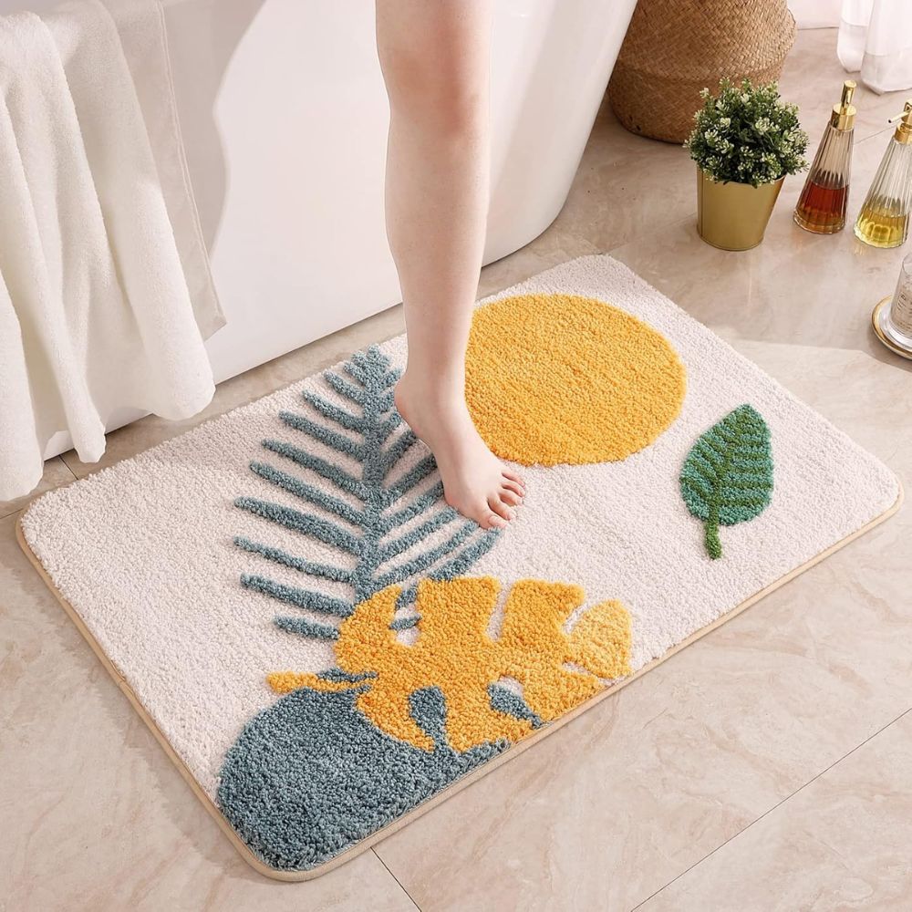 Floral Microfiber Non-Slip Bathmat