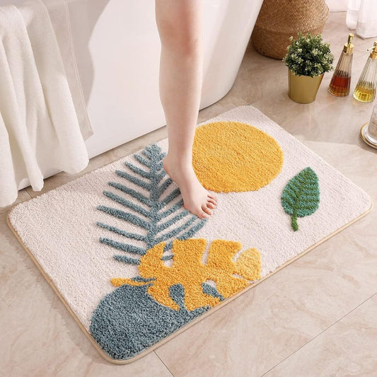 Floral Microfiber Non-Slip Bathmat