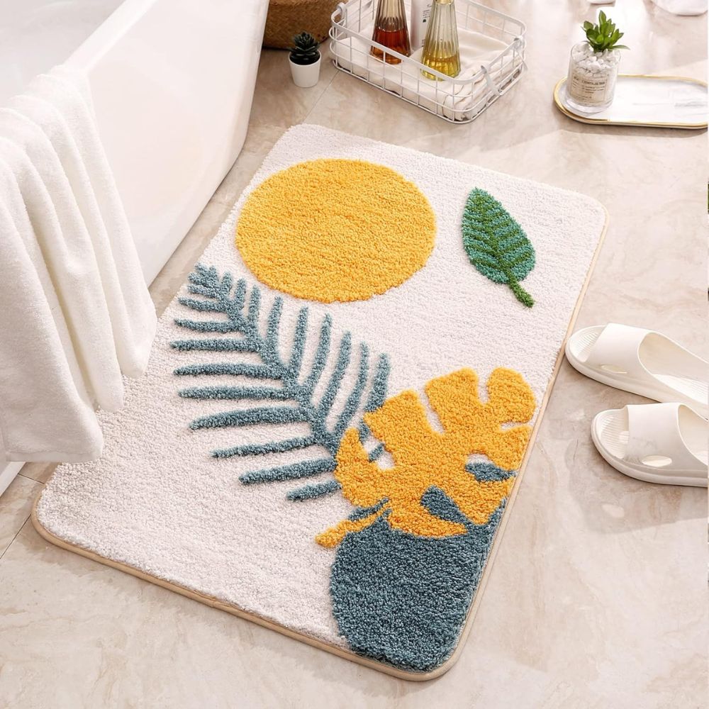 Floral Microfiber Non-Slip Bathmat