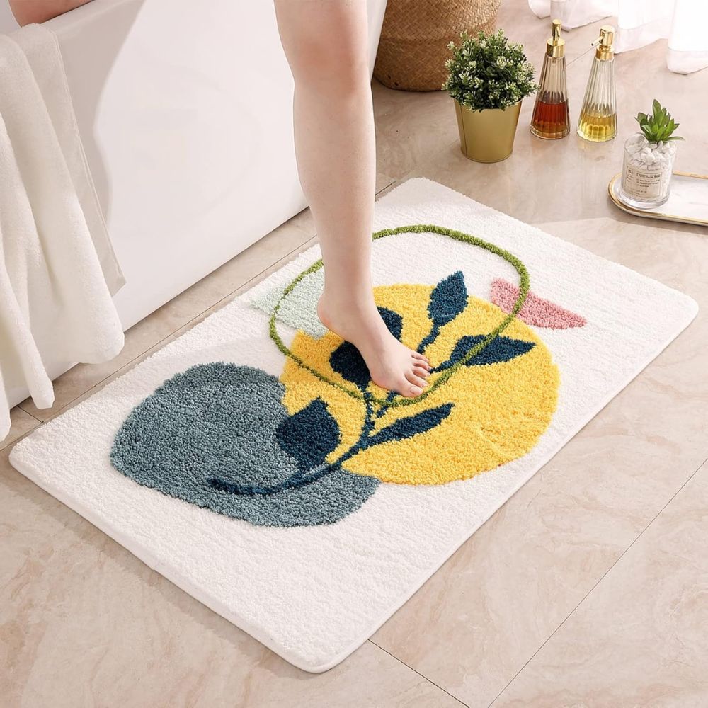 Floral Microfiber Non-Slip Bathmat