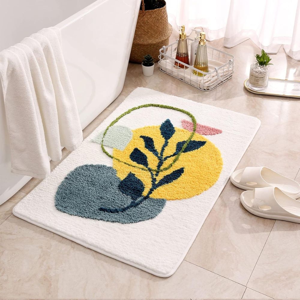 Floral Microfiber Non-Slip Bathmat