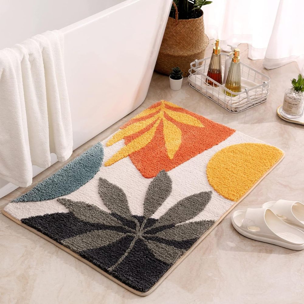 Floral Microfiber Non-Slip Bathmat