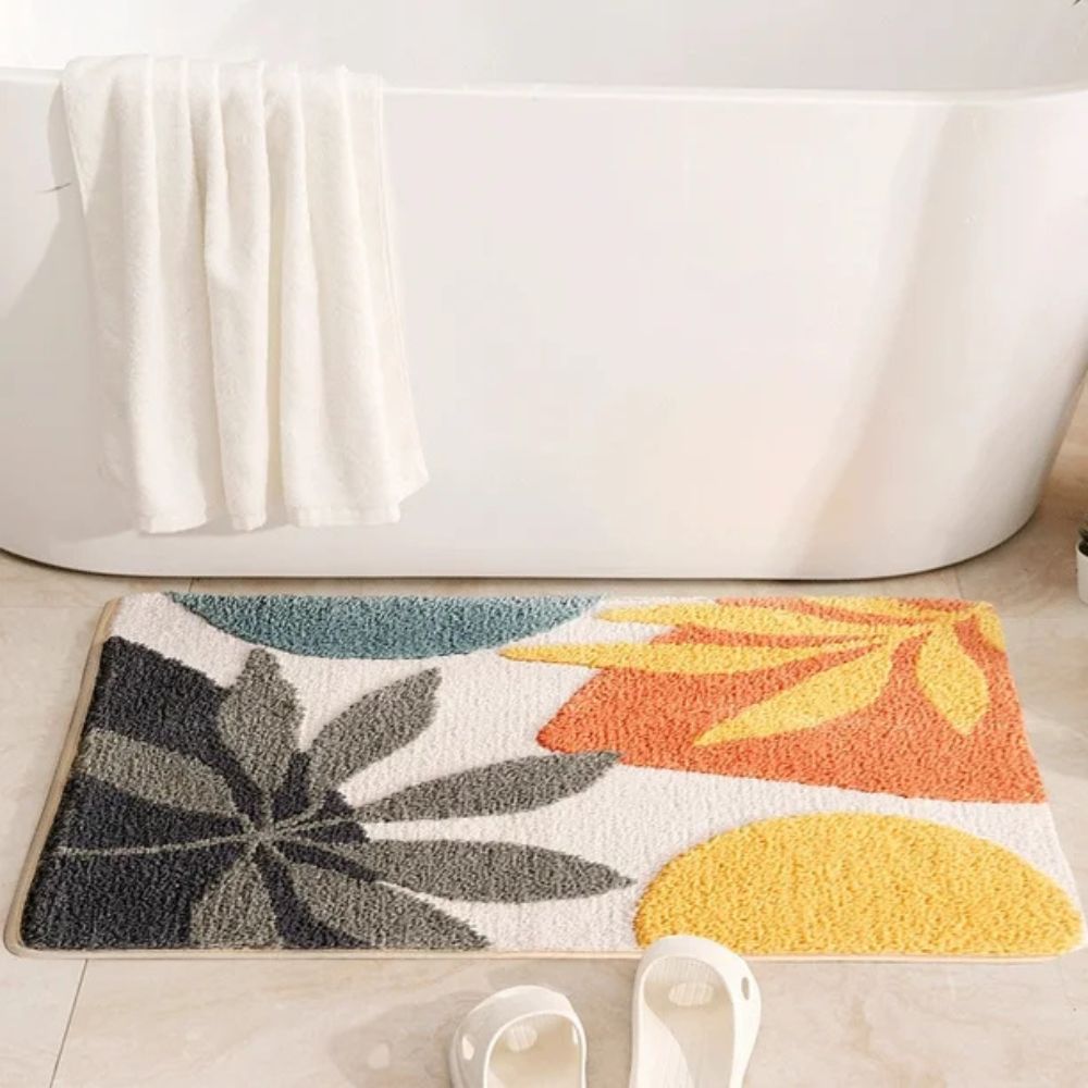 Floral Microfiber Non-Slip Bathmat
