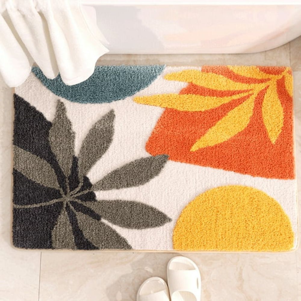 Floral Microfiber Non-Slip Bathmat