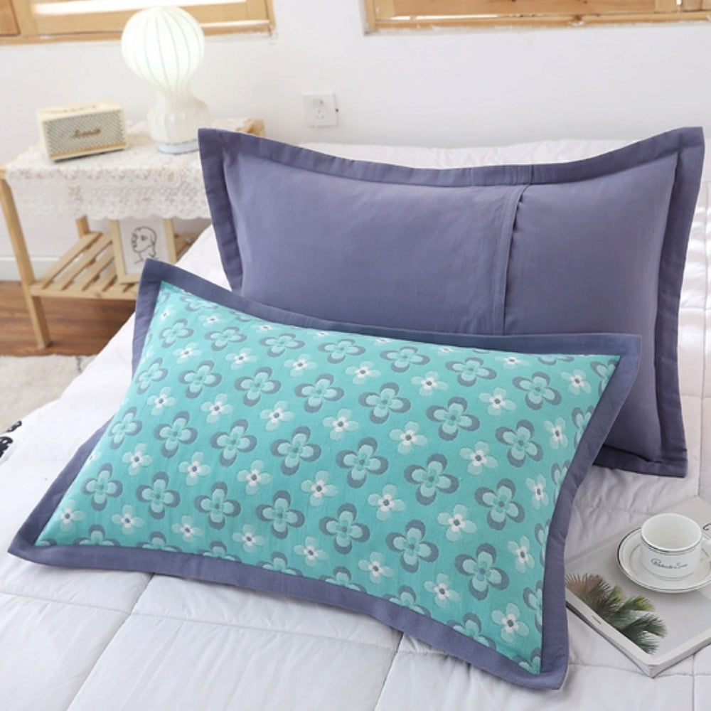 Floral Print Cotton Pillowcases Set of 2