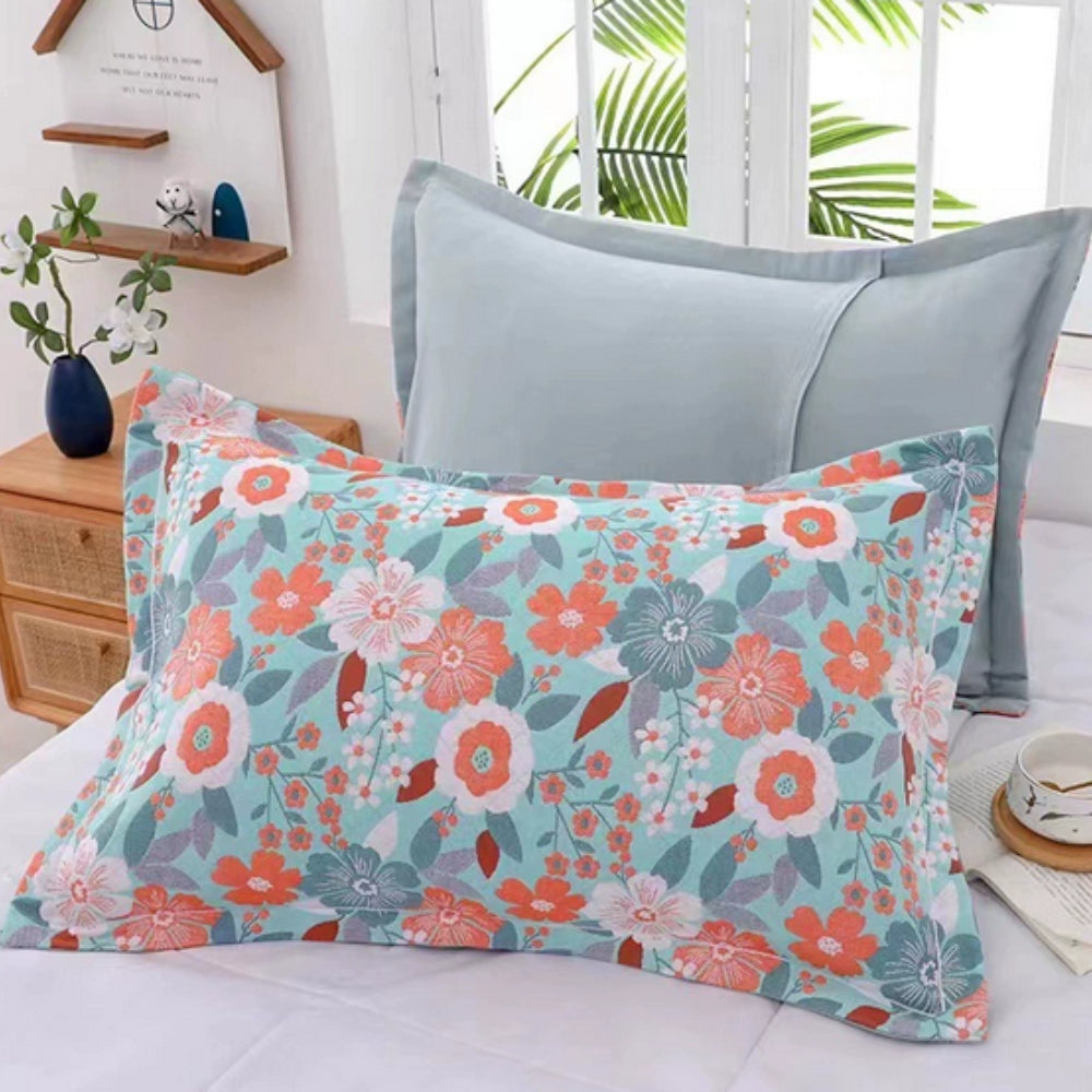 Floral Print Cotton Pillowcases Set of 2