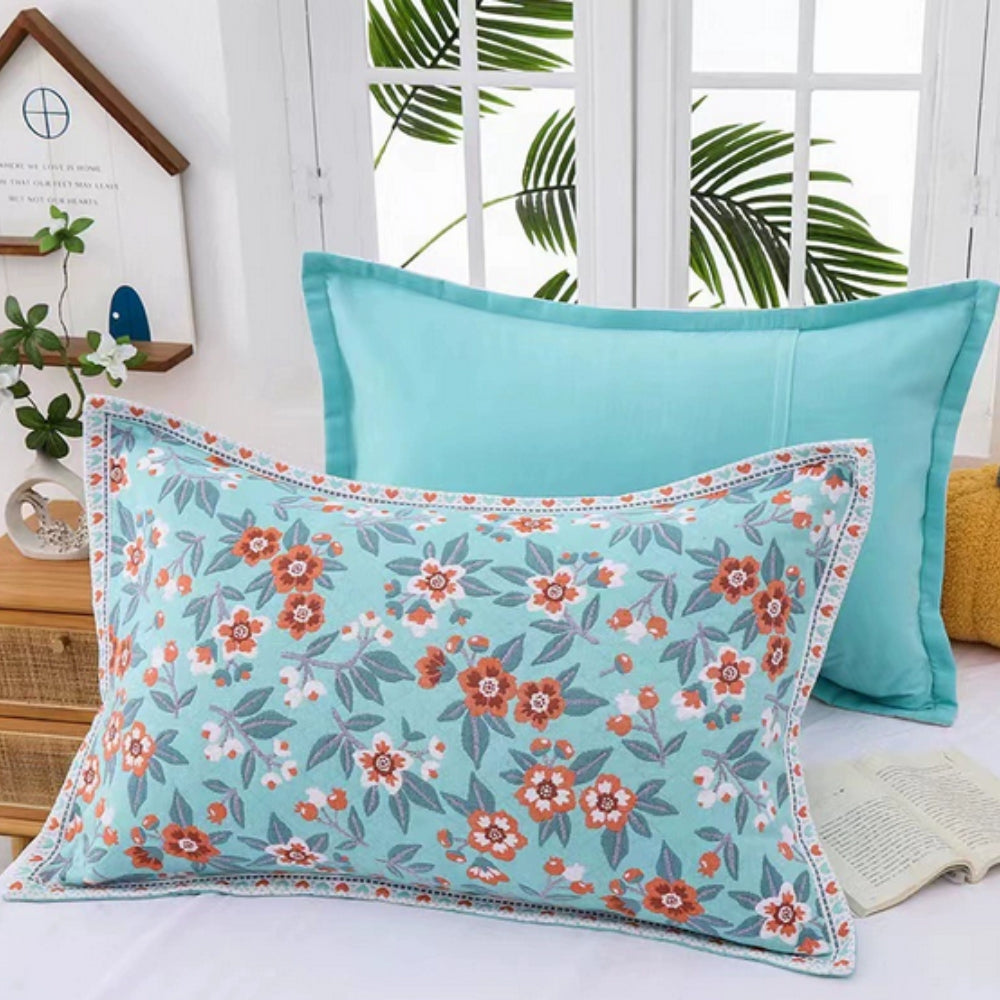 Floral Print Cotton Pillowcases Set of 2