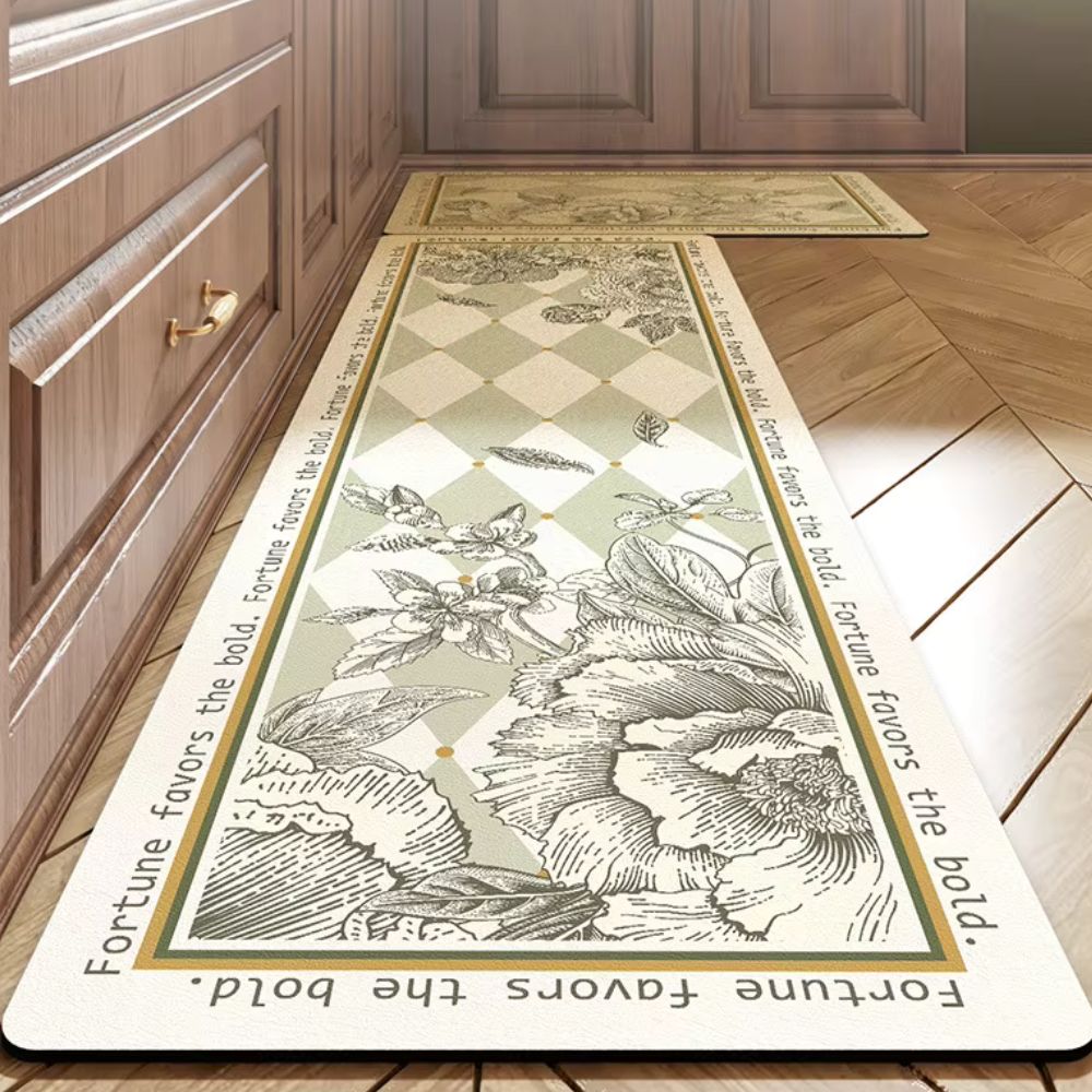 Floral Quick-Dry Anti-Slip Kitchen Mat