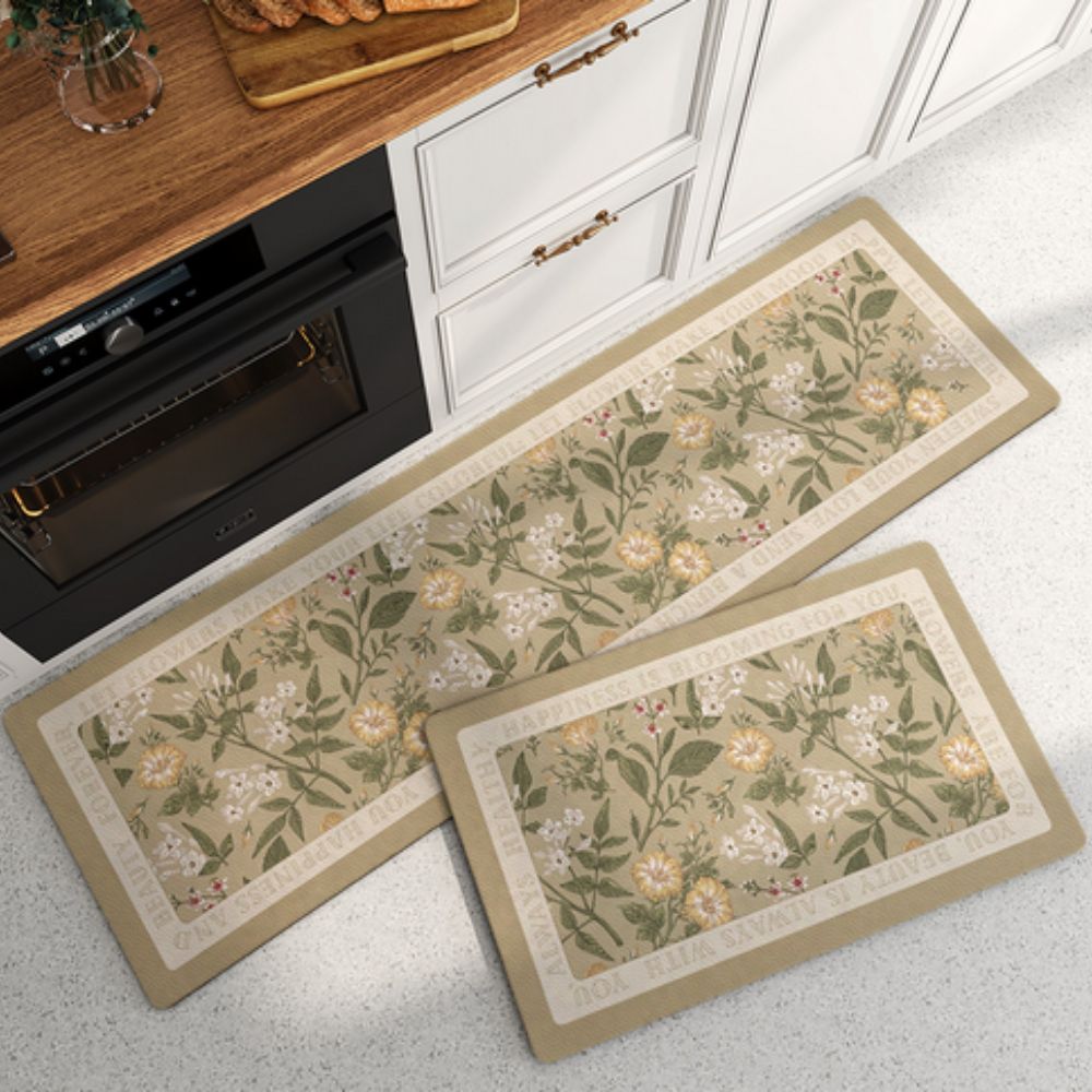 Floral Quick-Dry Anti-Slip Kitchen Mat