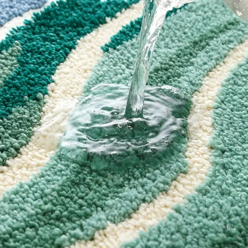 Coastal Wavy Pattern Plush Bath Mat