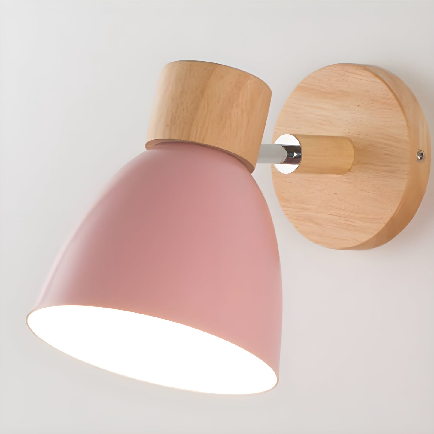 Wooden Nordic Wall Lamp with Adjustable Head and Integrated Switch