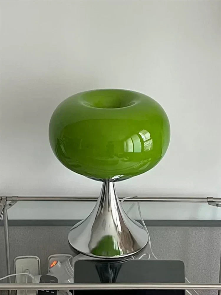 Apple-Shaped Glass Table Lamp with Warm Illumination